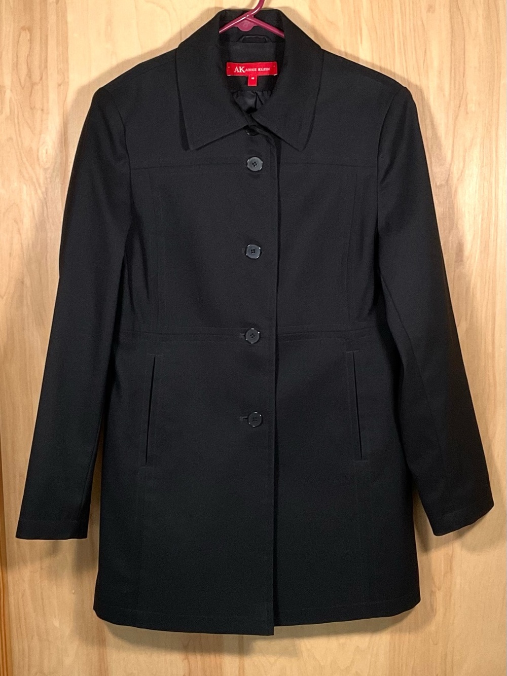 Anne Klein Black Button Down Trench Coat - EUC